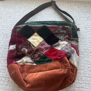 Vintage Lucky Brand Patchwork Suede Messenger/Hobo Bag